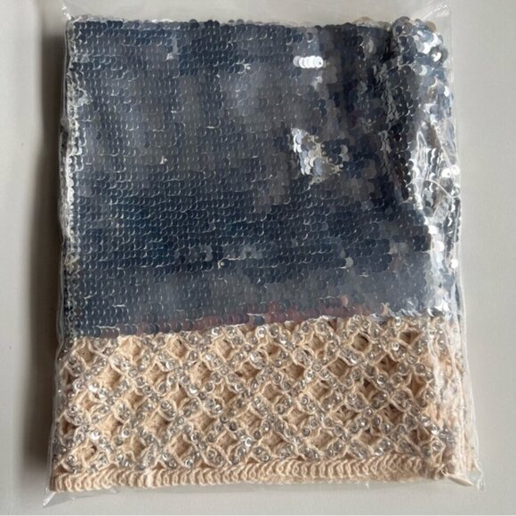 Zara - Ladies, Strapless Contrast Sequin Top - Aged Silver. Size' L. NWT. (1433) - Picture 3 of 13